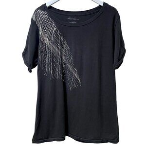 Kenneth Cole T-shirt Size 1X Womens Short Sleeve Graphic Tee Silver Angel Wings